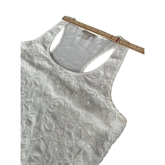 Banana Republic Embroidered White Tank Top Size S Polyester Womens - Picture 9 of 11